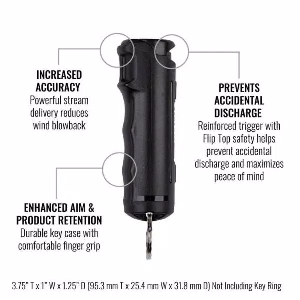 Sabre Pepper Spray with Flip Top Key Case, Black