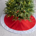 Glitzhome 48 in. Red and White Felt Christmas Tree Skirt thumbnail 6