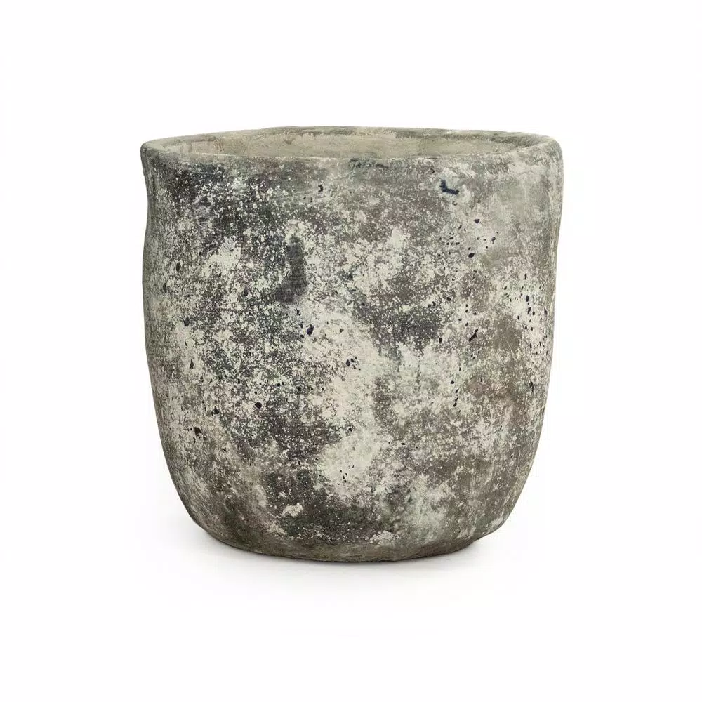 Zentique Asymmetrical Distressed Grey Cement Decorative Table Vase