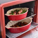MALACASA Red Oval Porcelain Bakeware Set, 2-Piece Ceramic Baking Dish Pans (9.5 in. and 11.25 in.) thumbnail 7