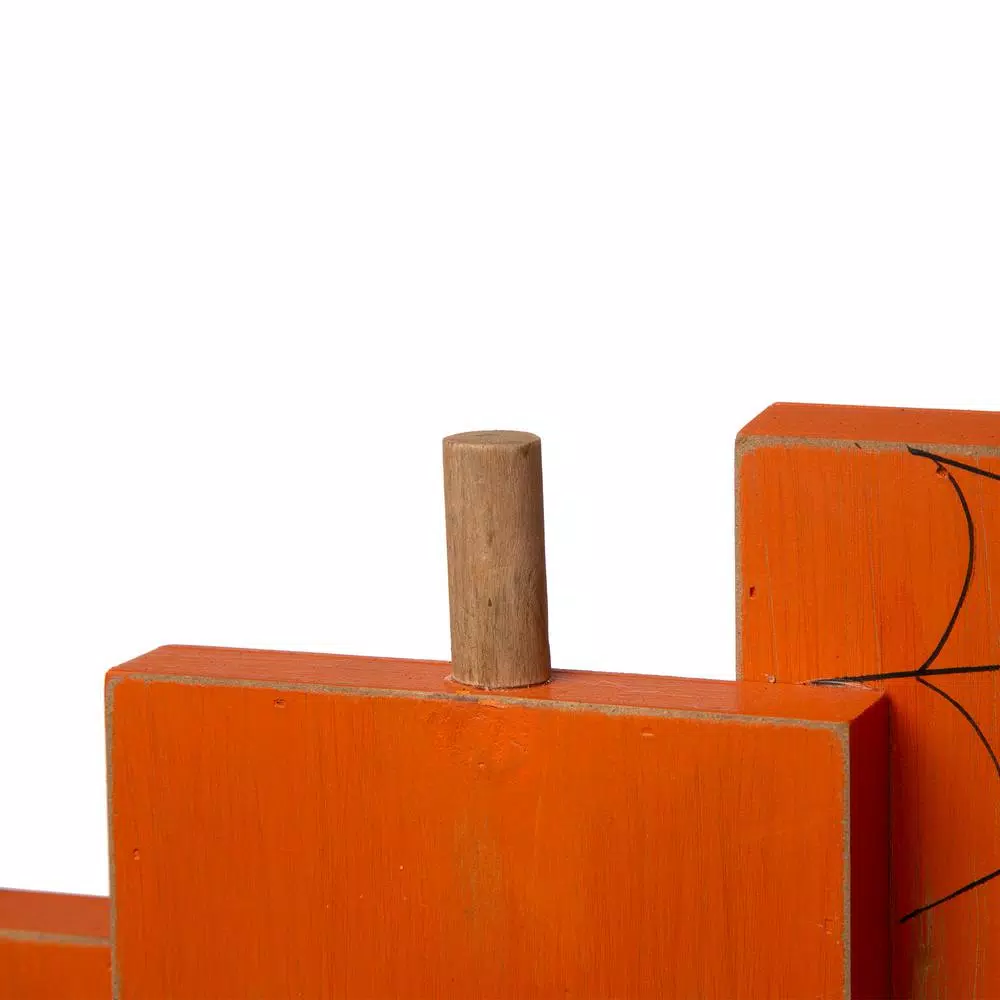 Glitzhome 20 in. Halloween Wooden BOO Standing Decor with Orange Pumpkin Design