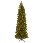 National Tree Company 7.5 ft. Feel Real Down Swept Douglas Fir Pencil Slim Artificial Christmas Tree with 350 Clear Lights thumbnail 1