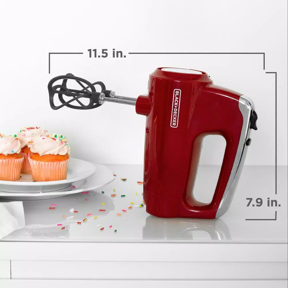 BLACK+DECKER Helix Performance Premium 5-Speed Hand Mixer, Red