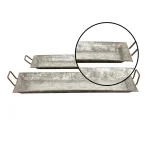 LITTON LANE Farmhouse Galvanized Metal Rectangular Serving Trays, Set of 2 thumbnail 3