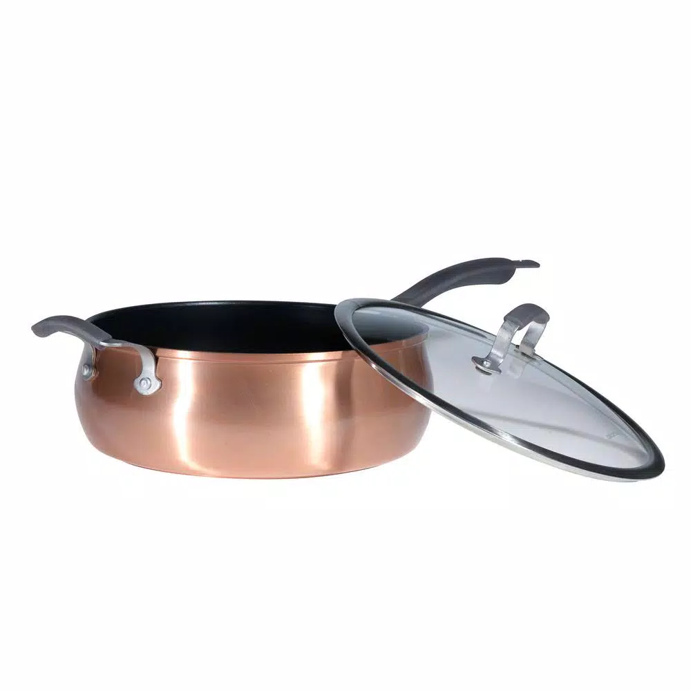 Epicurious 6 Qt. Hard-Anodized Aluminum Nonstick Saute Pan with Glass Lid, Copper