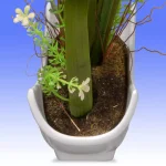 National Tree Company Artificial Yellow Orchid Floral Arrangement in White Oriental Ceramic Pot thumbnail 4