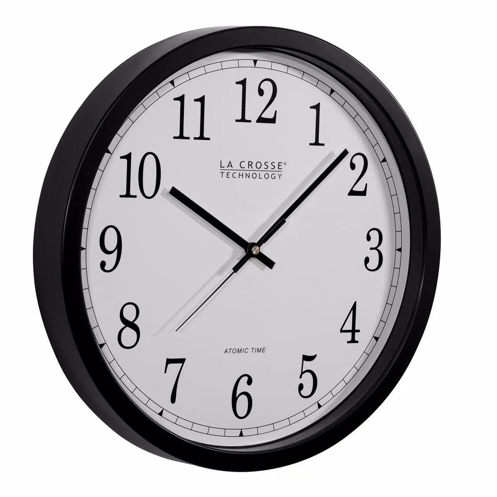 La Crosse Technology 14 in. Atomic Radio Controlled Analog Black Wall Clock