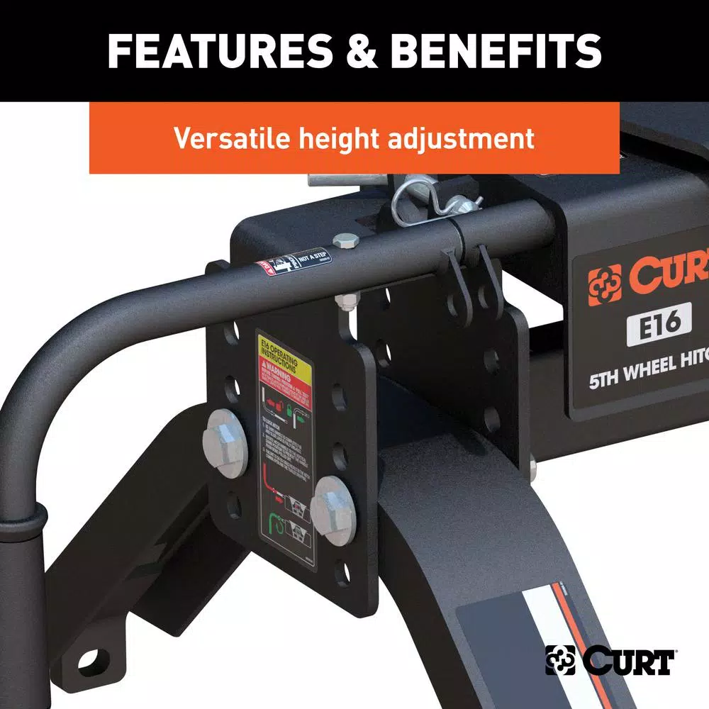 CURT E16 5th Wheel Hitch, 16,000 lbs. Capacity, Dual-Axis Pivot