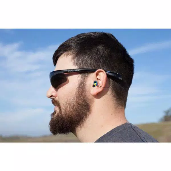 SoundShield ReadyMax SoundShield Men's Sport Safety Glasses with Retractable NRR 25dB PermaPlug Earplugs, Black