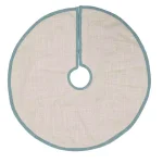 VHC Brands Sanbourne 21 in. Creme White Coastal Christmas Mini Tree Skirt with Turquoise Chambray Trim thumbnail 2