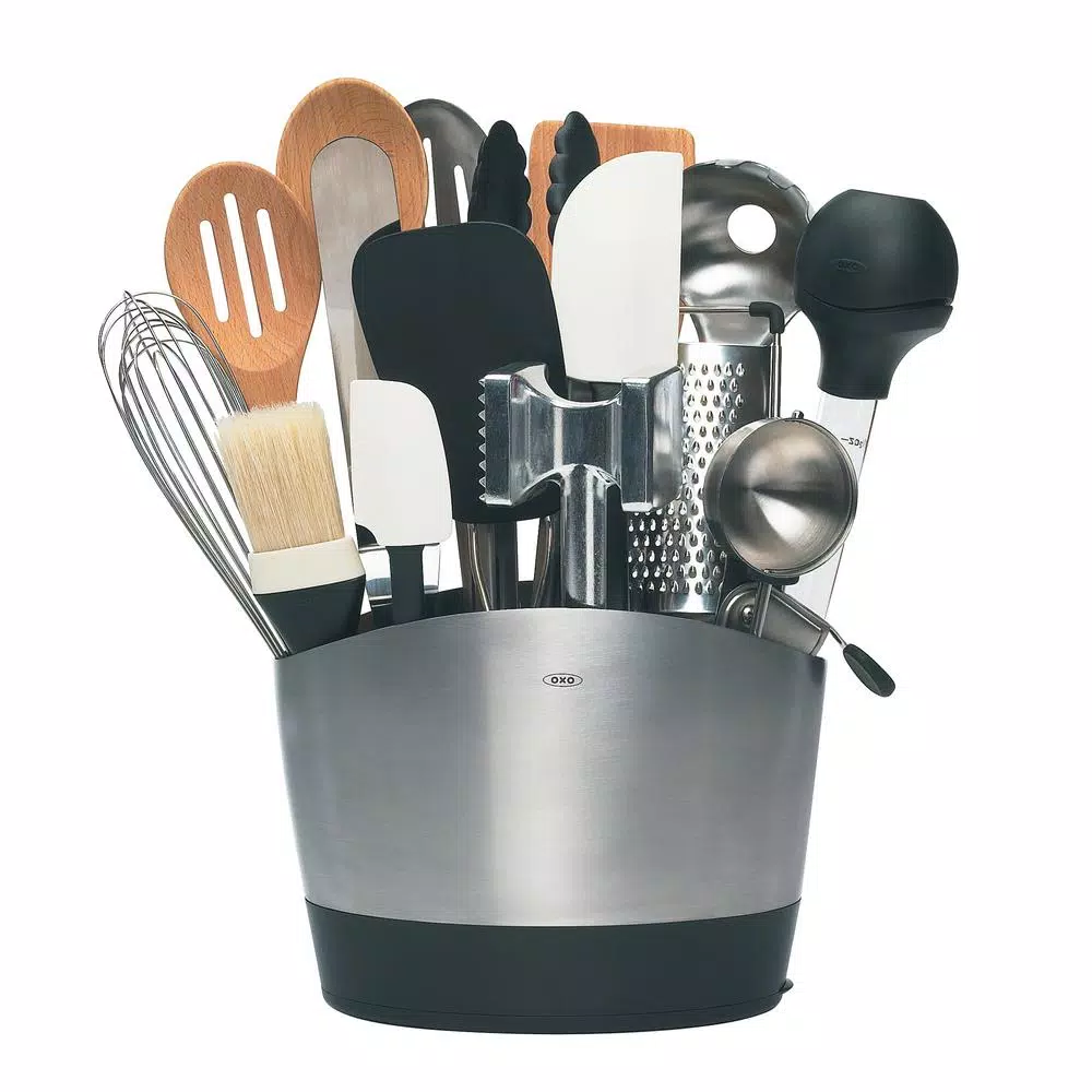 OXO Good Grips Brushed Stainless Steel Utensil Holder & Crock