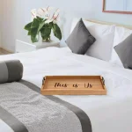Elegant Designs Natural Wood Decorative Serving Tray with Black Metal Handles -  thumbnail 1