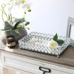 Elegant Designs 10.5 in. Chrome Ellipse Crystal Decorative Mirrored Jewelry and Makeup Vanity Organizer Tray thumbnail 1