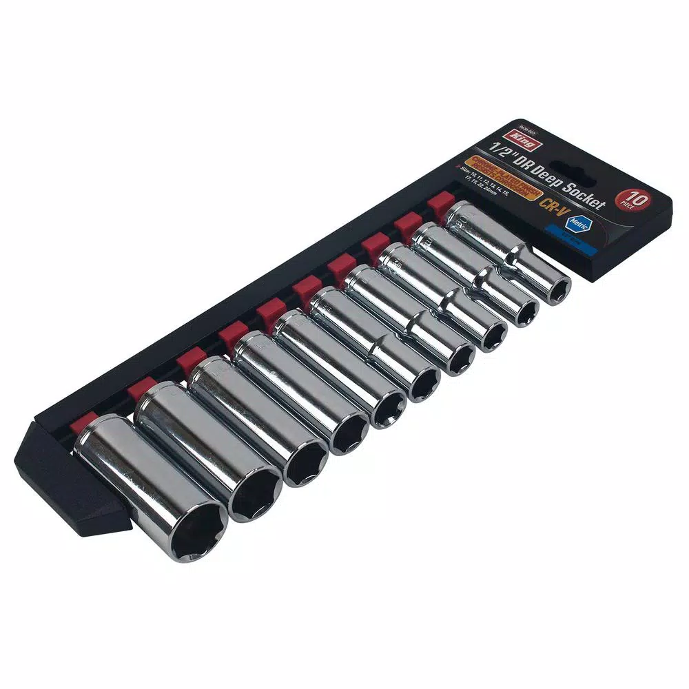 KING 10-Piece 1/2 in. Drive Metric Deep Socket Set