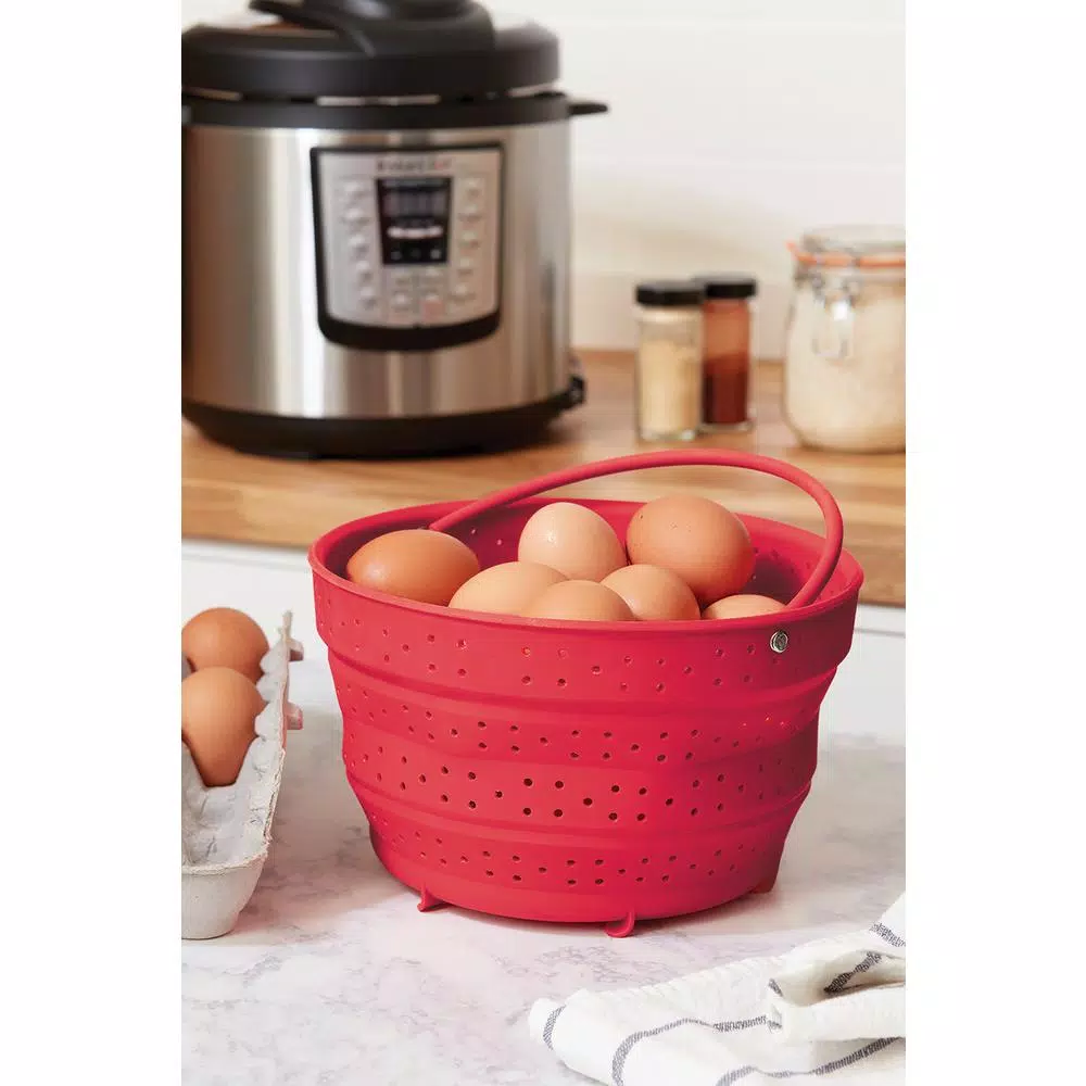 Fox Run 6 Qt. Red Collapsible Silicone Steamer Basket Insert for Instant Pot
