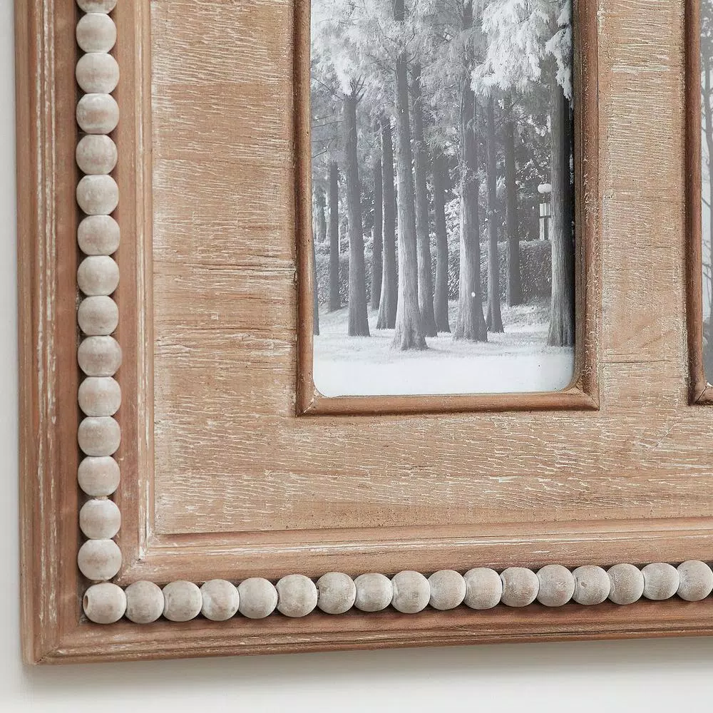 Home Decorators Collection The Home Decorators Collection 4x6 Natural Beaded Wood 2-Opening Collage Picture Frame, Brown