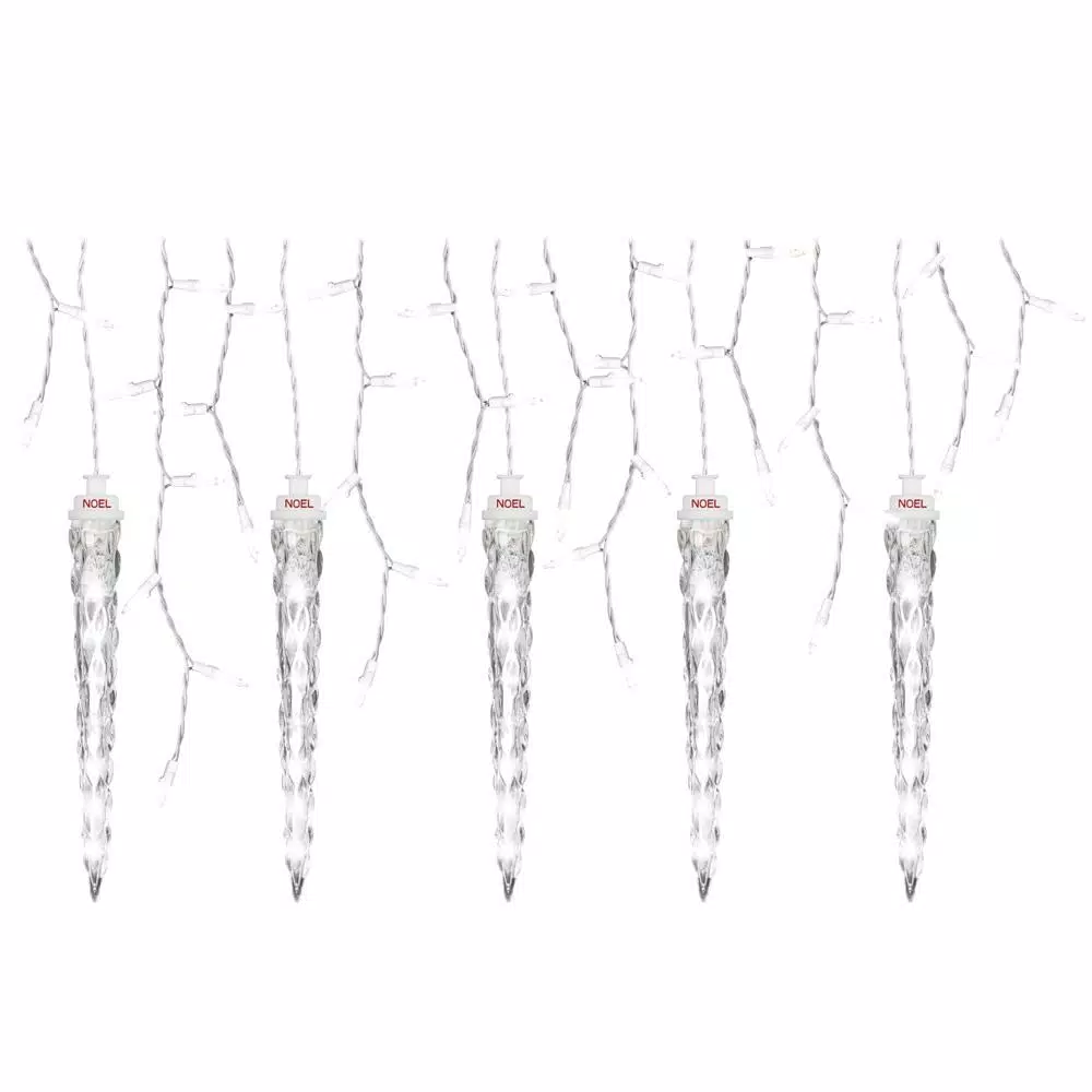 LightShow 75-Light White Shooting Star Icicle LED String Light with Cascading Lights