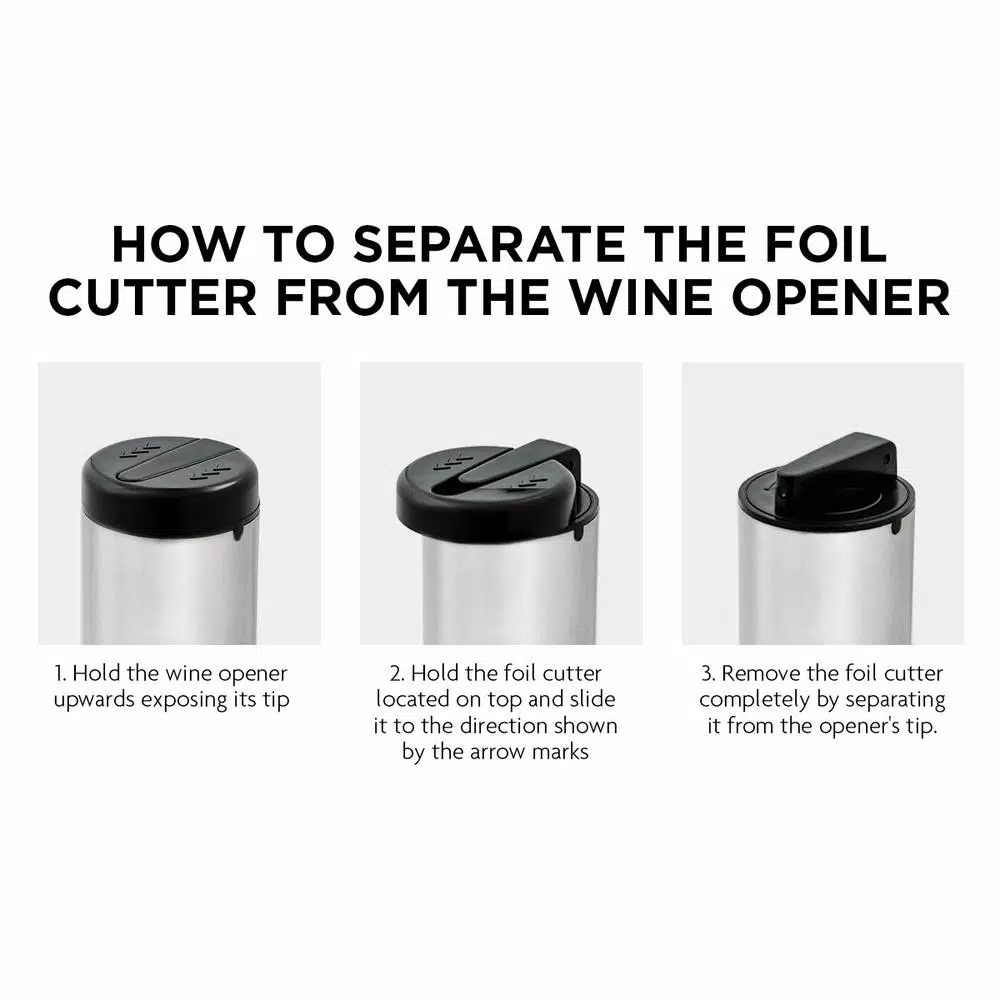 Ovente Electric Wine Bottle Opener with Foil Cutter and LED Light, Stainless Steel, Silver