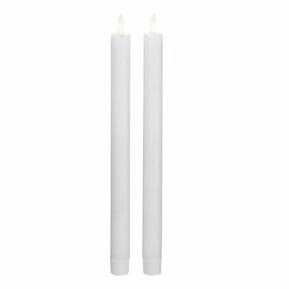 Northlight Set of 2 White Wax Flameless Taper Christmas Candles, 12 in. with 3D Flickering Light