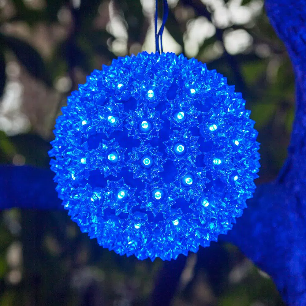 Wintergreen Lighting 7.5 in. Blue LED Starlight Sphere Decorative Light Orb with 120 Mini Lights