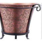 Old Dutch Solid Copper Etched Floral Beverage Tub with Black Powder Coated Stainless Steel Stand, 20 qt thumbnail 2