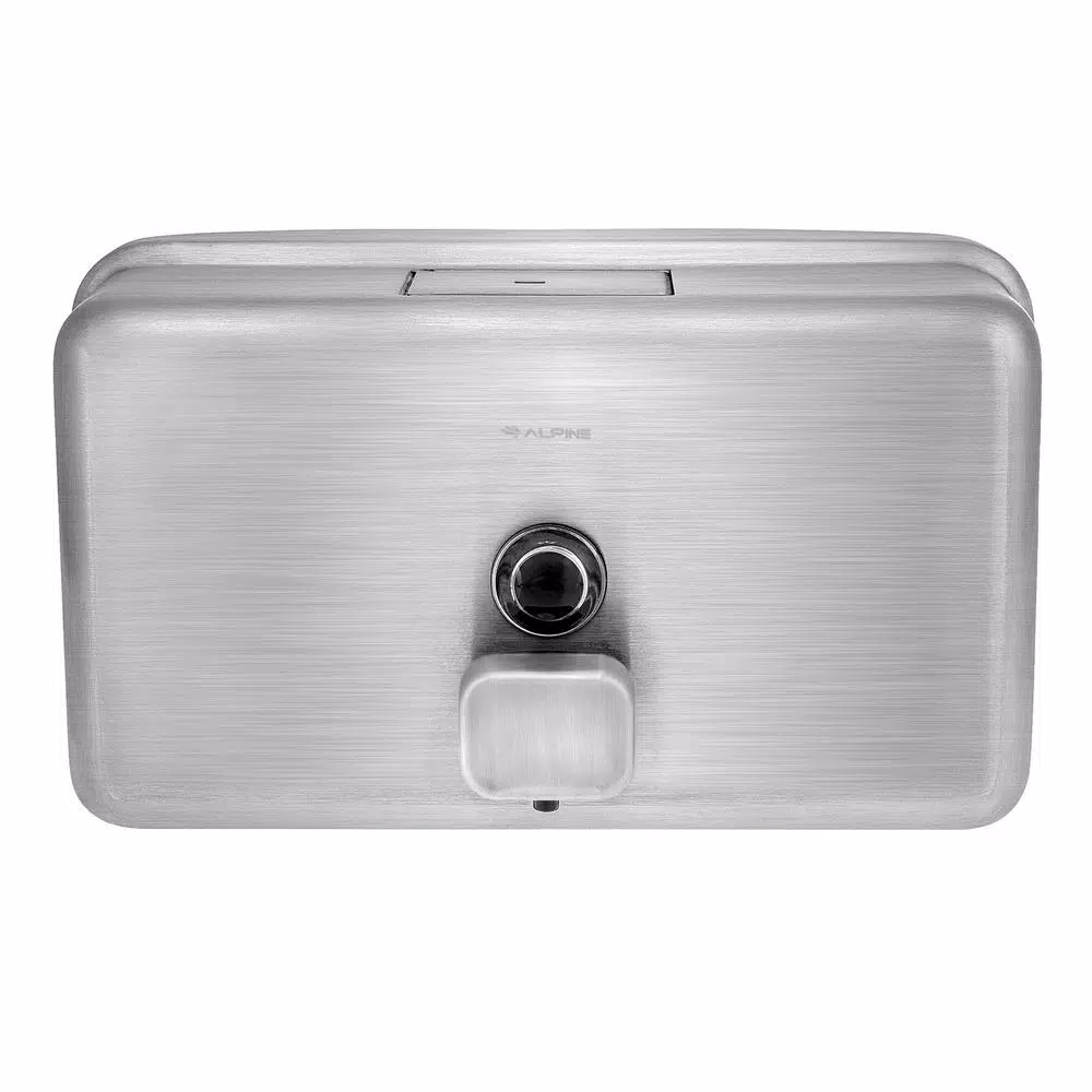 Alpine Industries 1200ml Stainless Steel Manual Liquid Soap Dispenser, Wall-Mounted