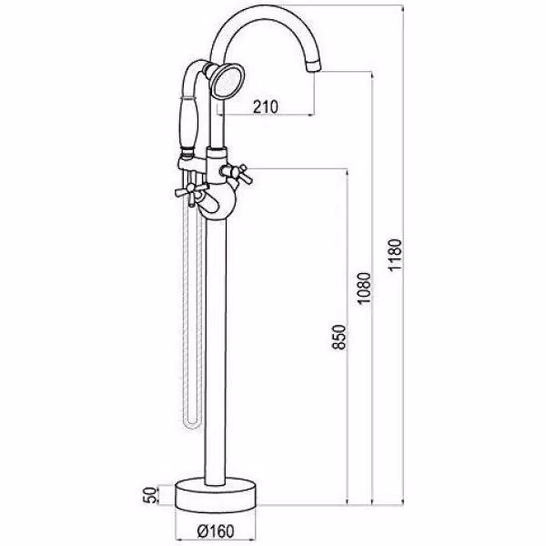 Vanity Art 48 in. Freestanding Single-Handle Claw Foot Tub Faucet with Hand Shower, Oil Rubbed Bronze