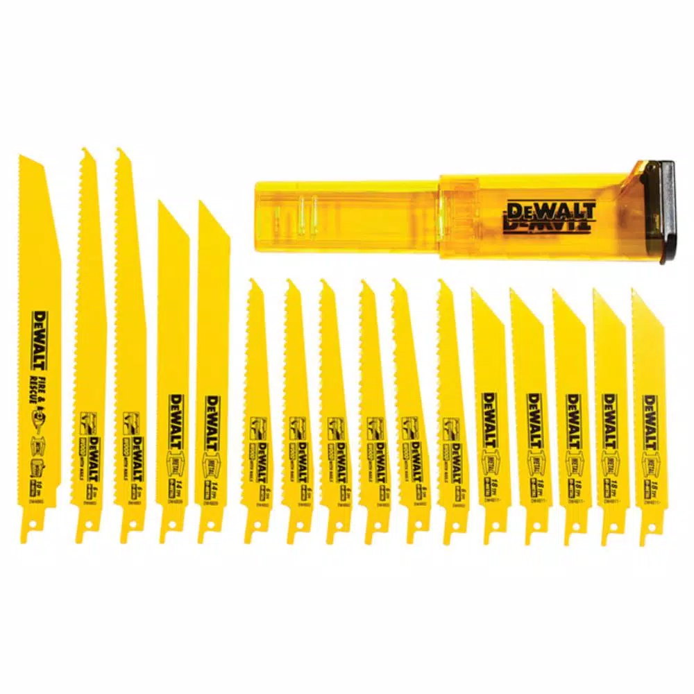 DEWALT 16-Piece Bi-Metal Reciprocating Saw Blade Set with Storage Case