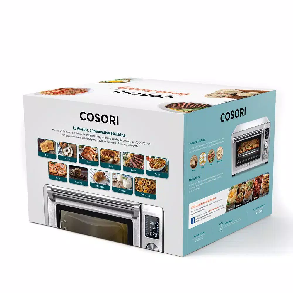 Cosori 25L Convection Toaster Oven with Stainless Steel Finish and Rotisserie Set