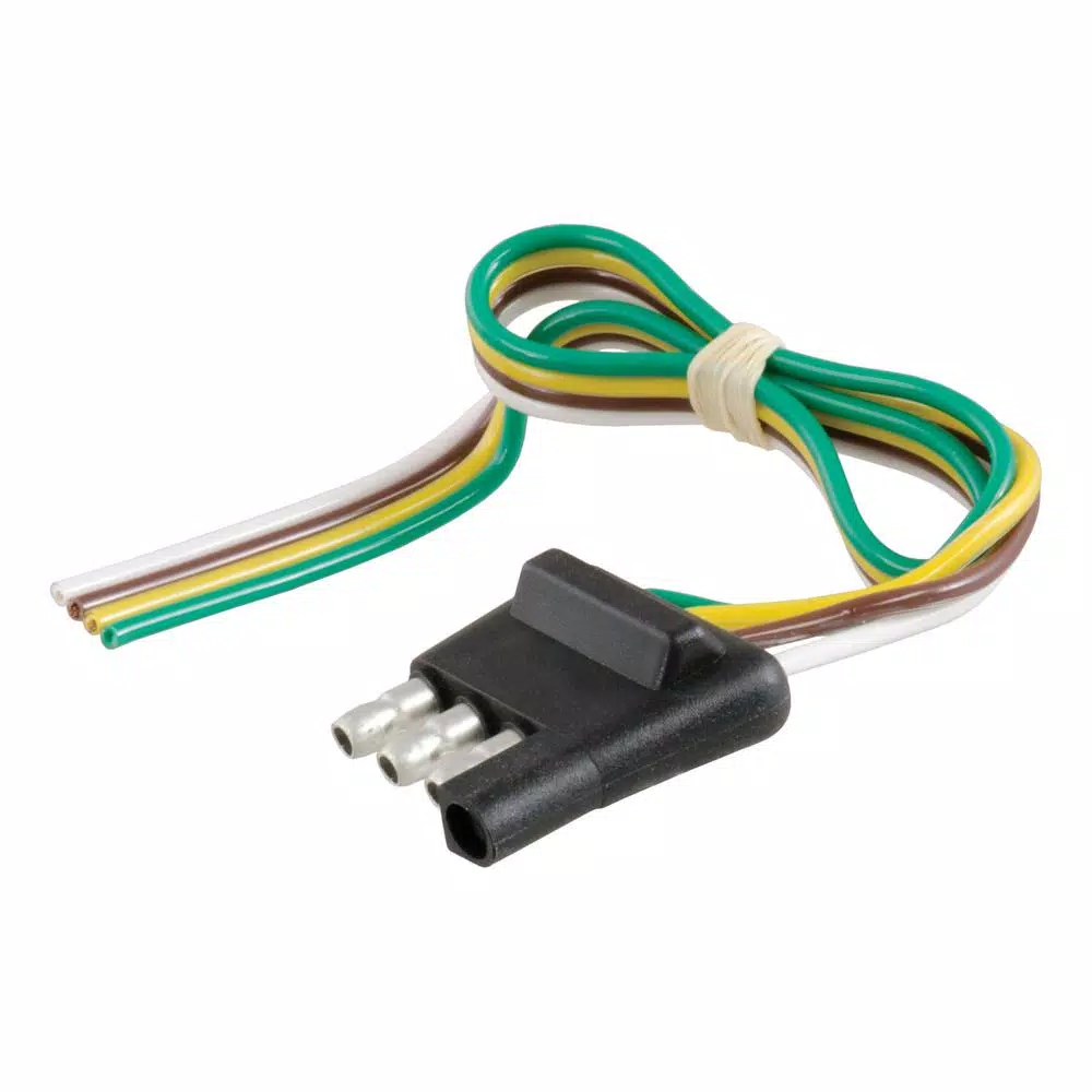CURT 4-Way Flat Trailer Connector Plug with 12" Color-Coded Wires