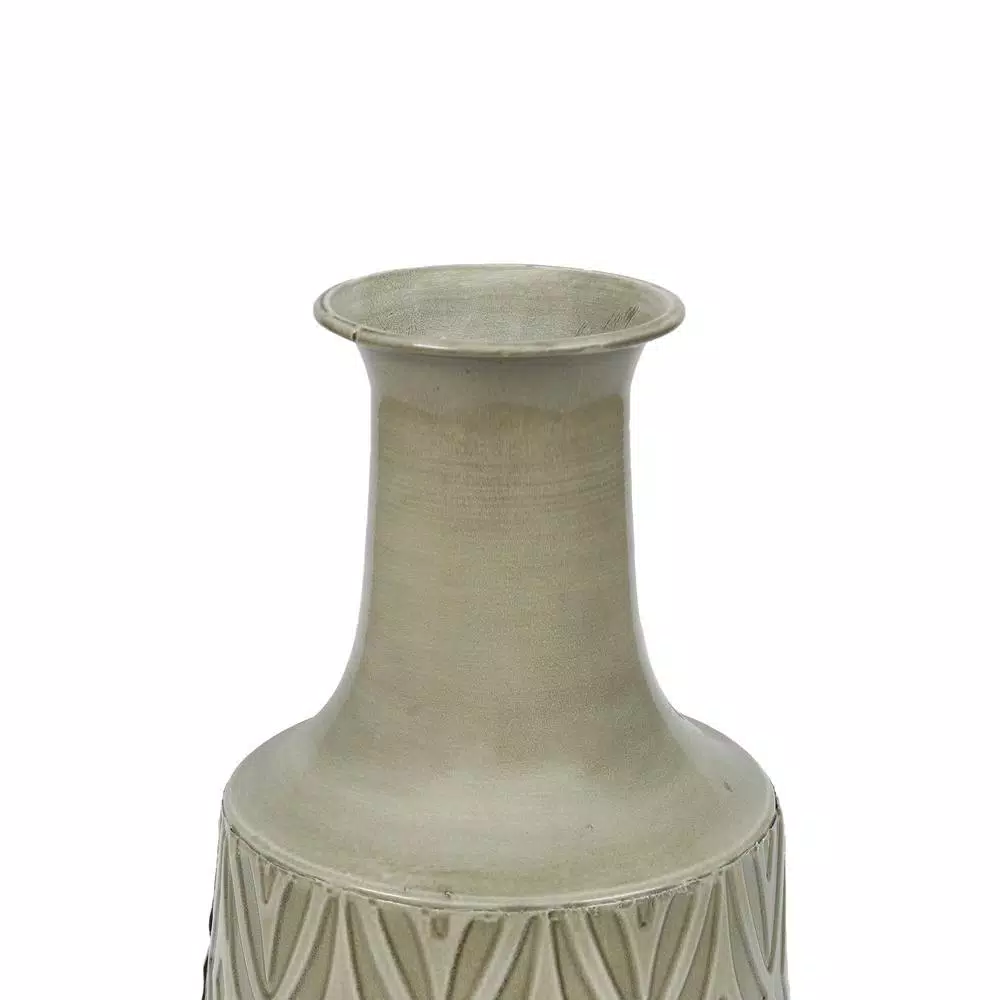Winsome House 2-Piece Green-Gray Metal Damask Urn Vase Set