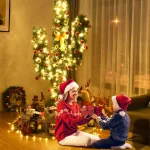Costway 7 ft. Pre-Lit Artificial Cactus Christmas Tree with 160 LED Lights and Ball Ornaments thumbnail 2