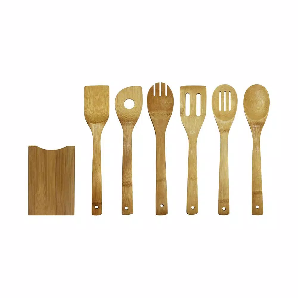 Oceanstar 7-Piece Bamboo Cooking Utensil Set with Holder