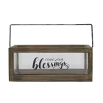 Stonebriar Collection Stonebriar Rustic Wood and Glass Votive Candle Holder with 'Count Your Blessings' Sentiment thumbnail 5