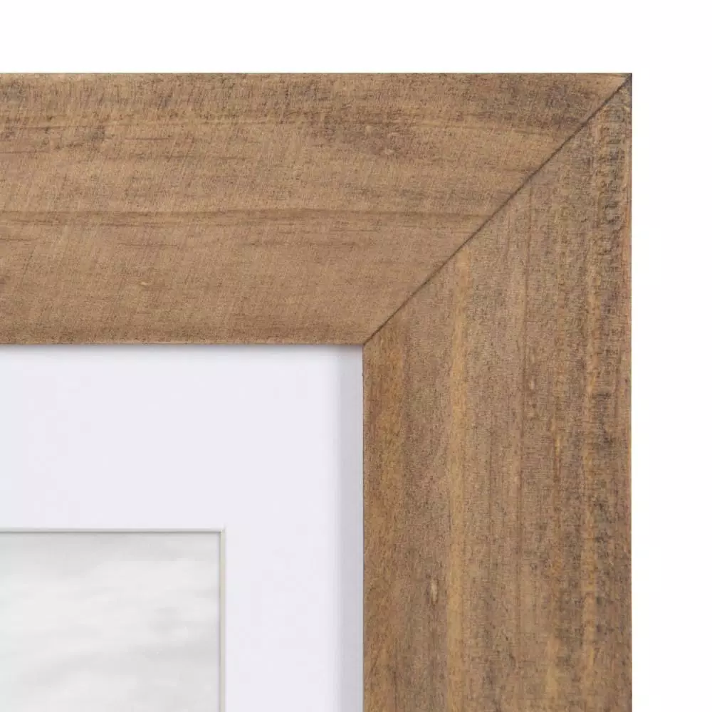 DesignOvation Museum Collection Rustic Brown Wood Picture Frame Set, 5x7 in. Matted to 3.5x5 in. (Set of 4)