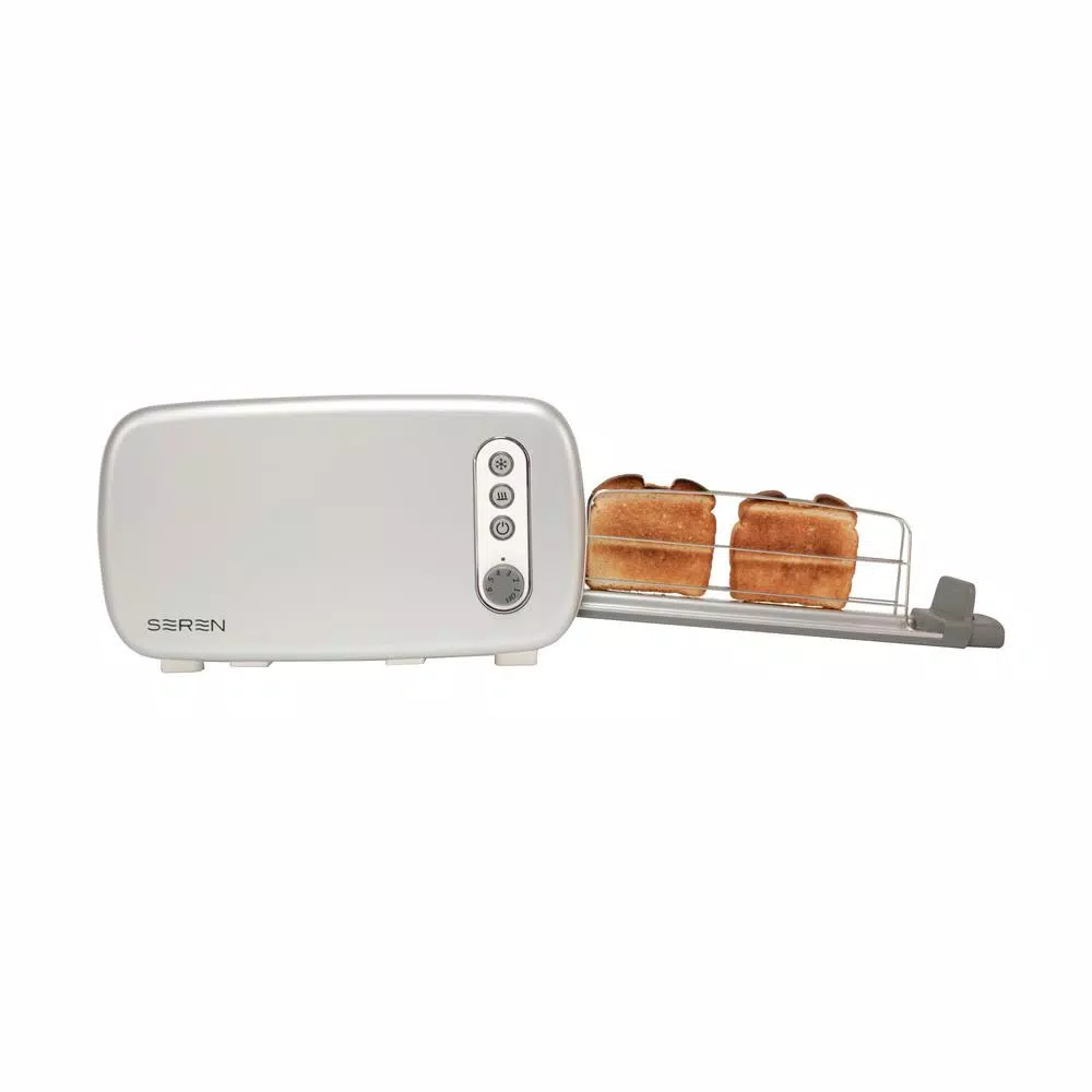 BergHOFF Seren 2-Slice Chrome Long Slot Toaster with Side Loading Rack