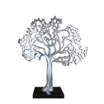 Benjara Modern Silver and Black Aluminum Tree Sculpture Decor with Block Base thumbnail 6