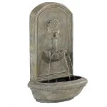 Sunnydaze Decor Seaside French Limestone Electric Outdoor Wall Fountain, Coastal Seashell Design thumbnail 2