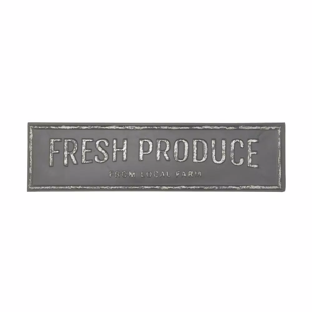 LITTON LANE Fresh Produce From Local Farm Iron Decorative Sign - Rustic Farmhouse Wall Decor