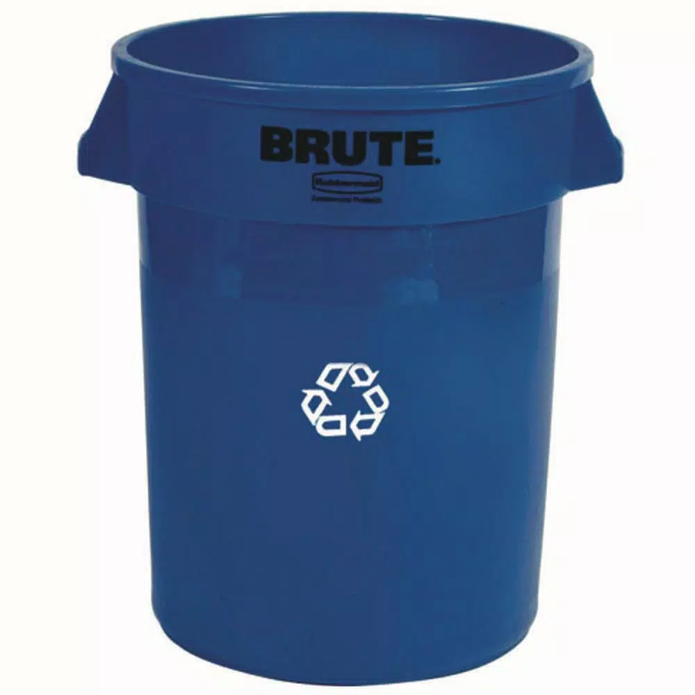 Rubbermaid Commercial Products Brute 32 Gallon Blue Round Polyethylene Recycling Bin