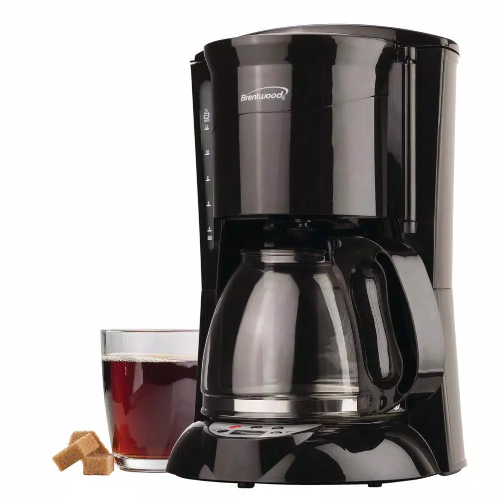 Brentwood Appliances 12-Cup Digital Coffee Maker and 2-Slice Extra-Wide Slot Toaster Bundle, Black