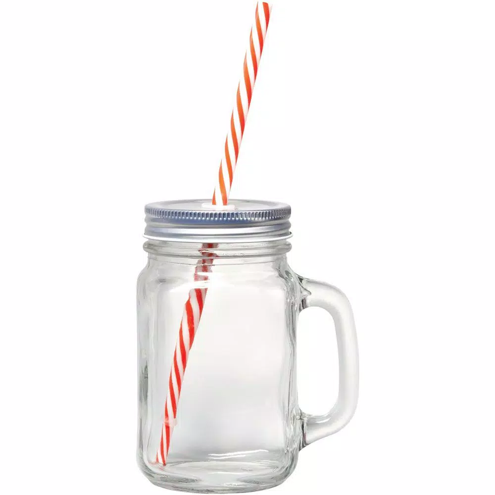 Starfrit Gourmet By Starfrit 12-Piece Glass Mason Jar Mug Set with Lids and Reusable Straws, 16 oz.