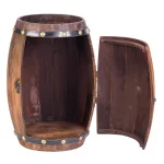 Vintiquewise Vintage Wooden Barrel Shaped Wine Rack - Rustic 7-Bottle Storage Display thumbnail 1