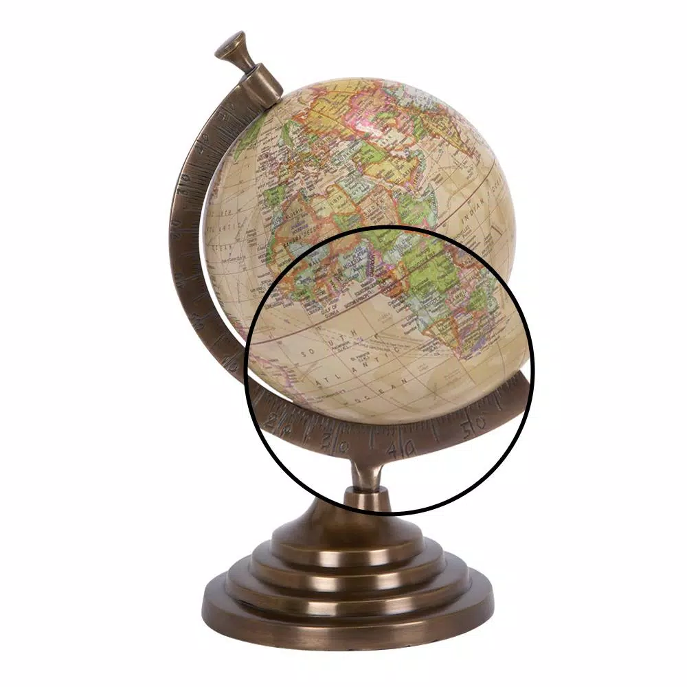 LITTON LANE 15 in. Nautical Decorative Globe with Brass-Finished Aluminum Stand