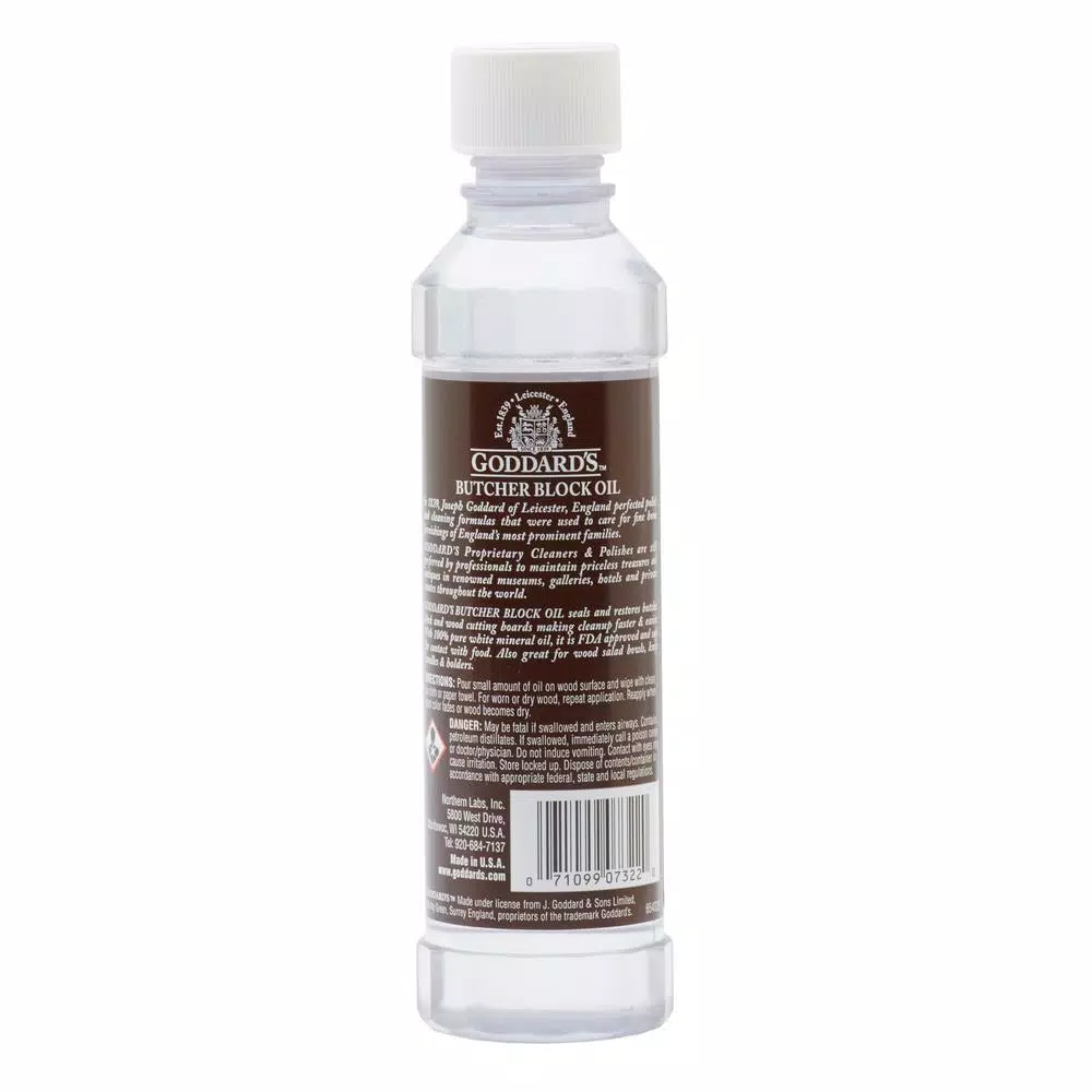 Goddard's Butcher Block Oil - 100% Pure White Mineral Oil for Wood Care