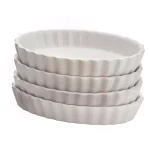 BonJour White Porcelain Oval Creme Brulee Ramekins, 4-Pack thumbnail 1