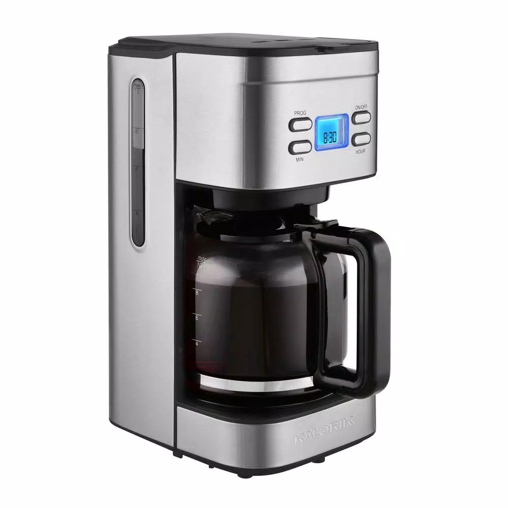KALORIK 12-Cup Programmable Digital Coffee Maker, Stainless Steel Drip Coffee Machine
