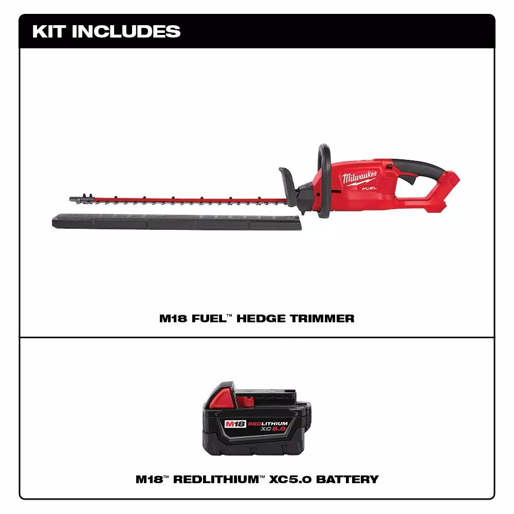 Milwaukee M18 FUEL 18V Brushless Cordless Hedge Trimmer Kit with 5.0 Ah Battery