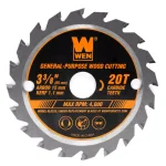 WEN 3-3/8 in. 20-Tooth Professional Woodworking Circular Saw Blade, 15 mm Arbor thumbnail 1