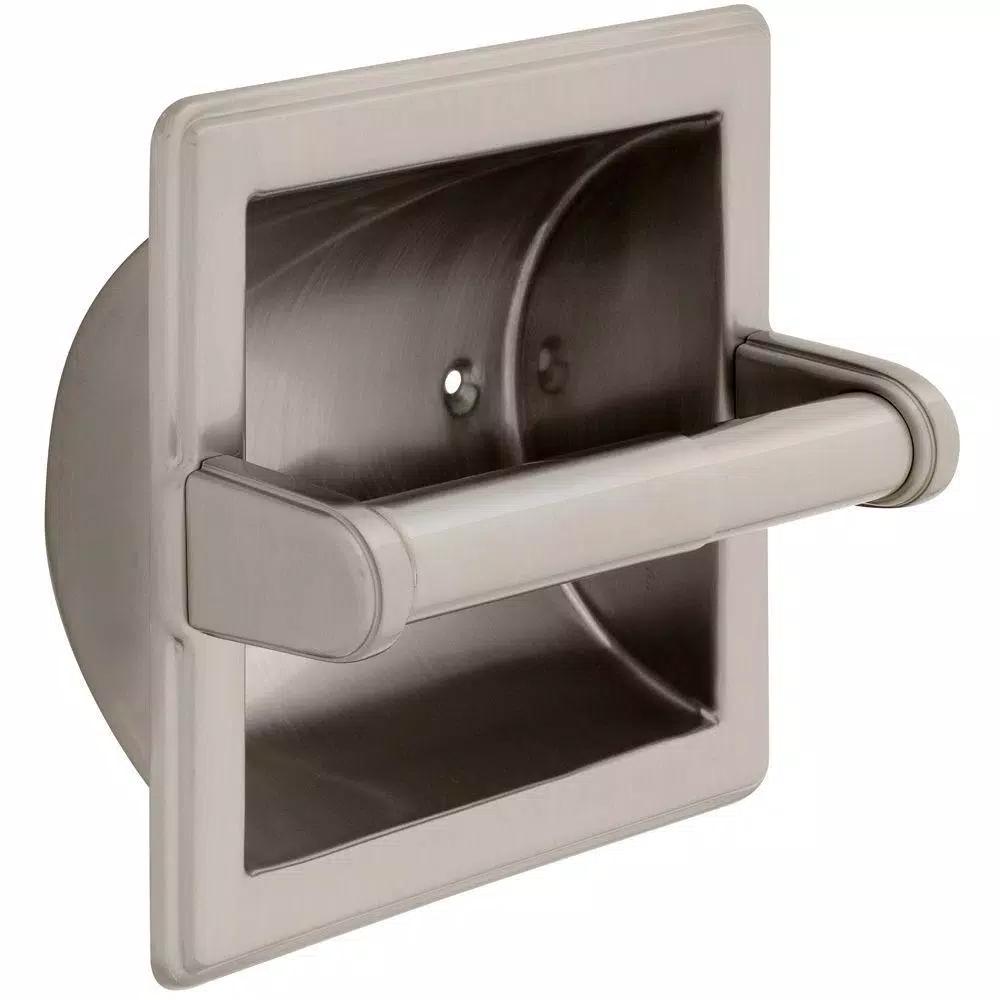 Franklin Brass Jamestown Recessed Toilet Paper Holder with Beveled Edges, Brushed Nickel